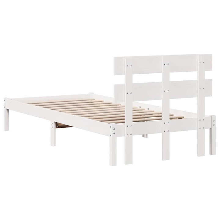 Sengestel med hovedgærde Hvid 100 x 200 cm Massivt fyrretræ