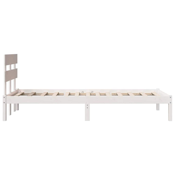 Sengestel med hovedgærde Hvid 100 x 200 cm Massivt fyrretræ