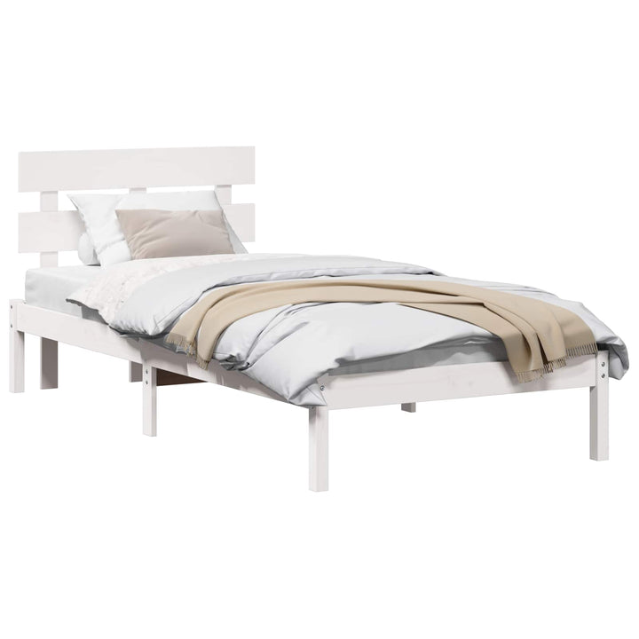 Sengestel med hovedgærde Hvid 90 x 190 cm Massivt fyrretræ