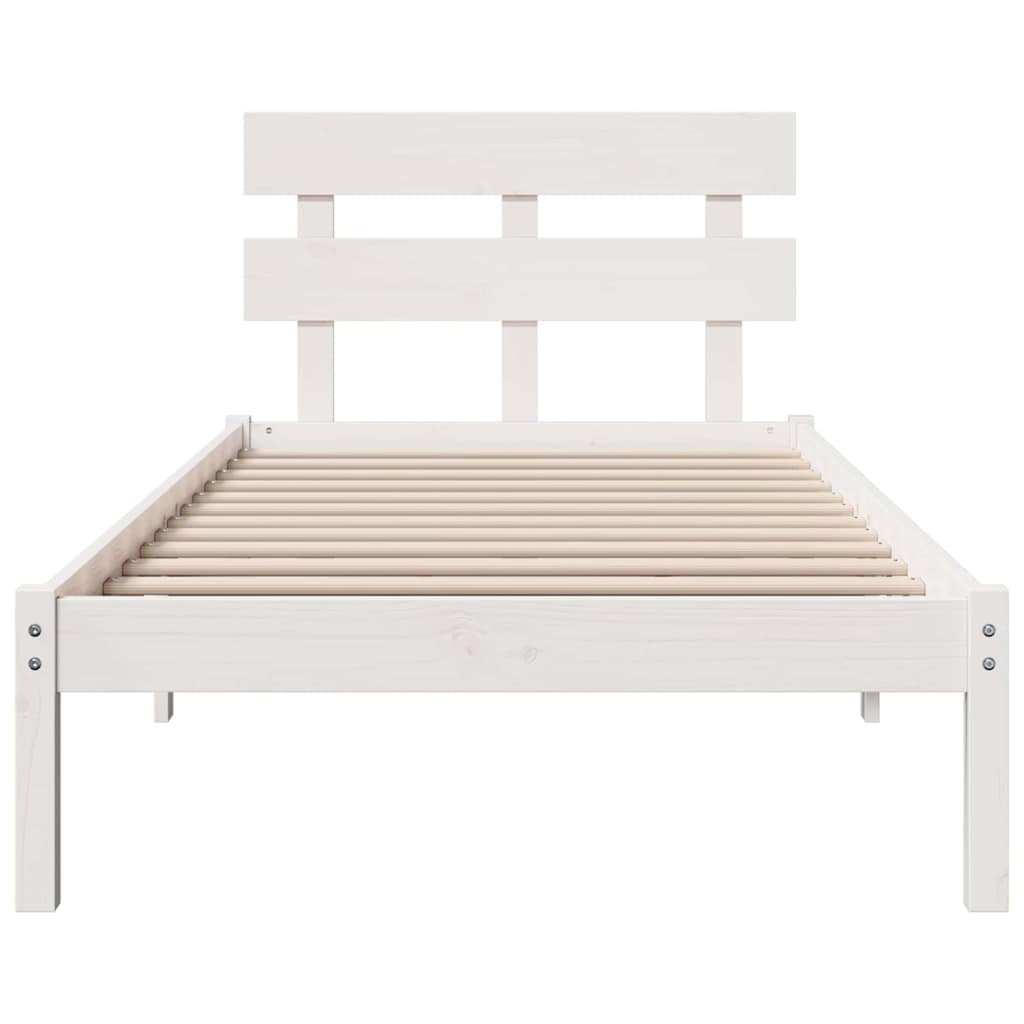 Sengestel med hovedgærde Hvid 90 x 190 cm Massivt fyrretræ