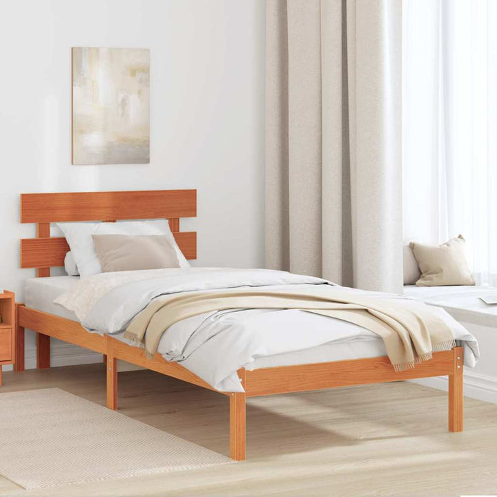 Sengestel med hovedgærde Brun 90 x 190 cm Massivt fyrretræ