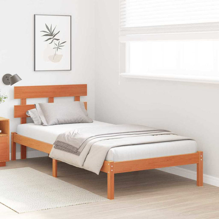 Sengestel med hovedgærde Brun 90 x 190 cm Massivt fyrretræ