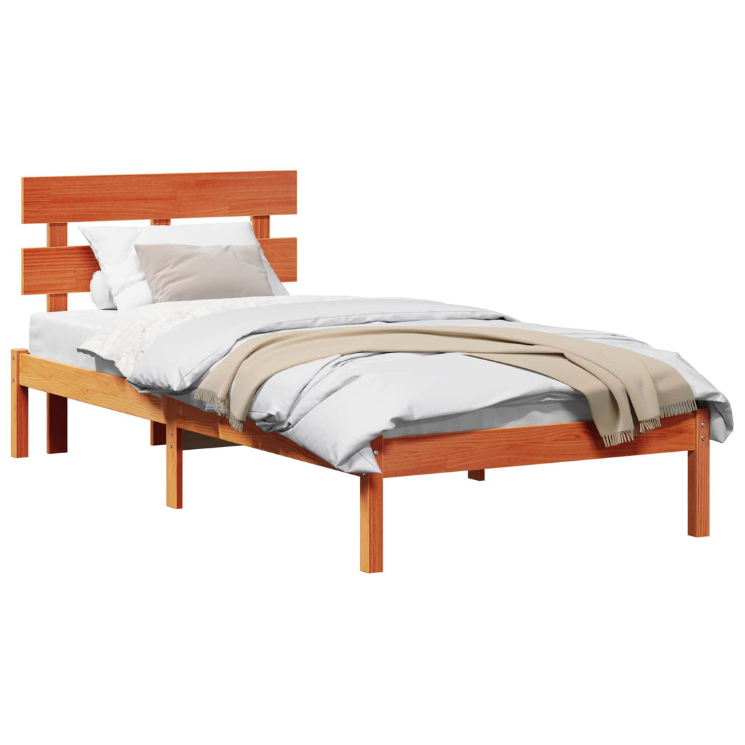 Sengestel med hovedgærde Brun 90 x 190 cm Massivt fyrretræ