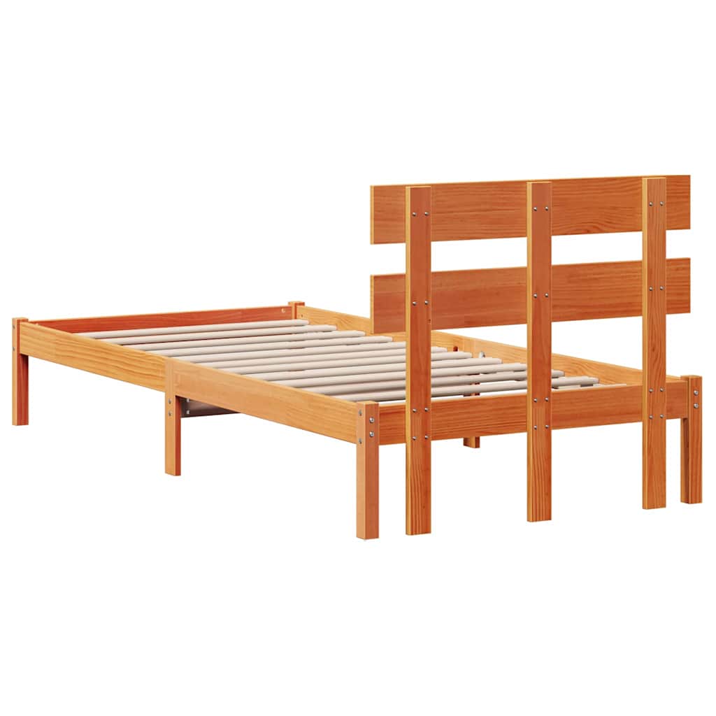 Sengestel med hovedgærde Brun 90 x 190 cm Massivt fyrretræ