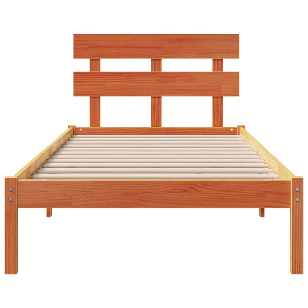 Sengestel med hovedgærde Brun 90 x 190 cm Massivt fyrretræ