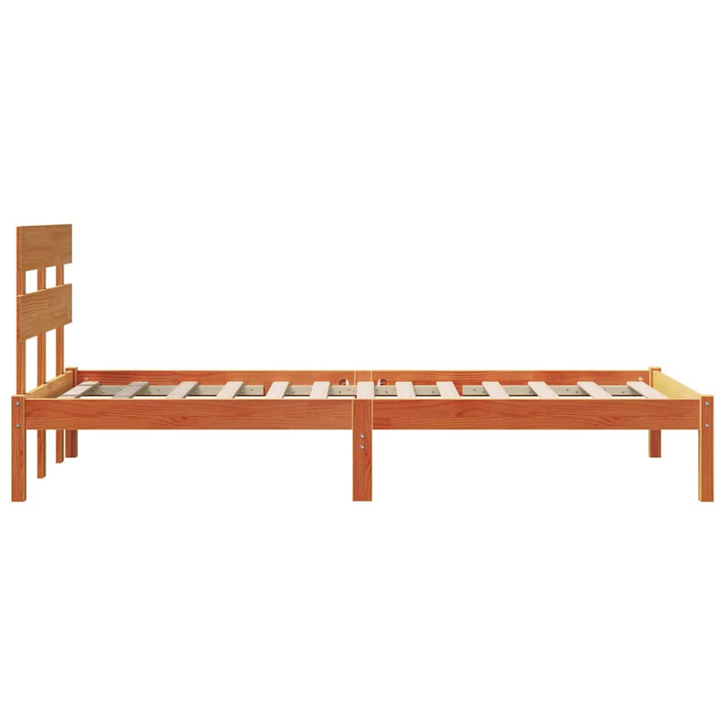 Sengestel med hovedgærde Brun 90 x 190 cm Massivt fyrretræ