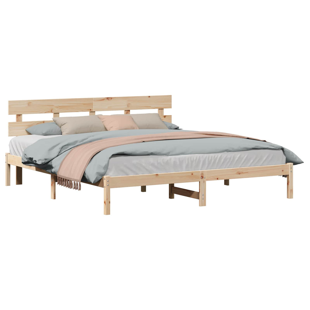 Sengestel med hovedgærde Brun 200 x 200 cm Massivt fyrretræ