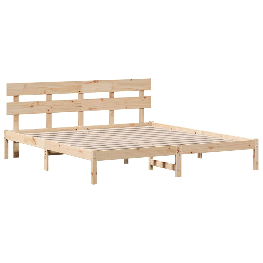 Sengestel med hovedgærde Brun 200 x 200 cm Massivt fyrretræ