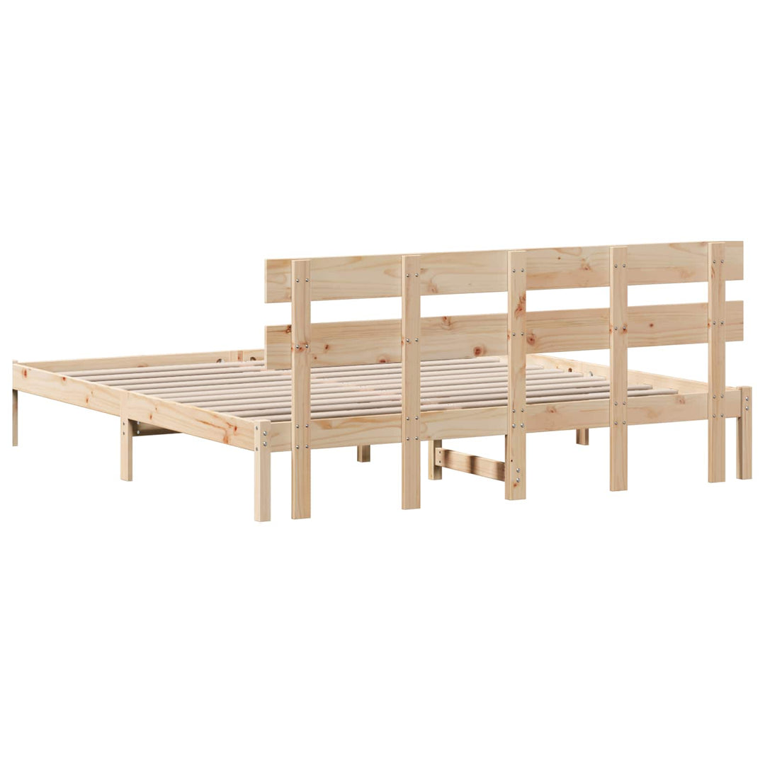 Sengestel med hovedgærde Brun 200 x 200 cm Massivt fyrretræ