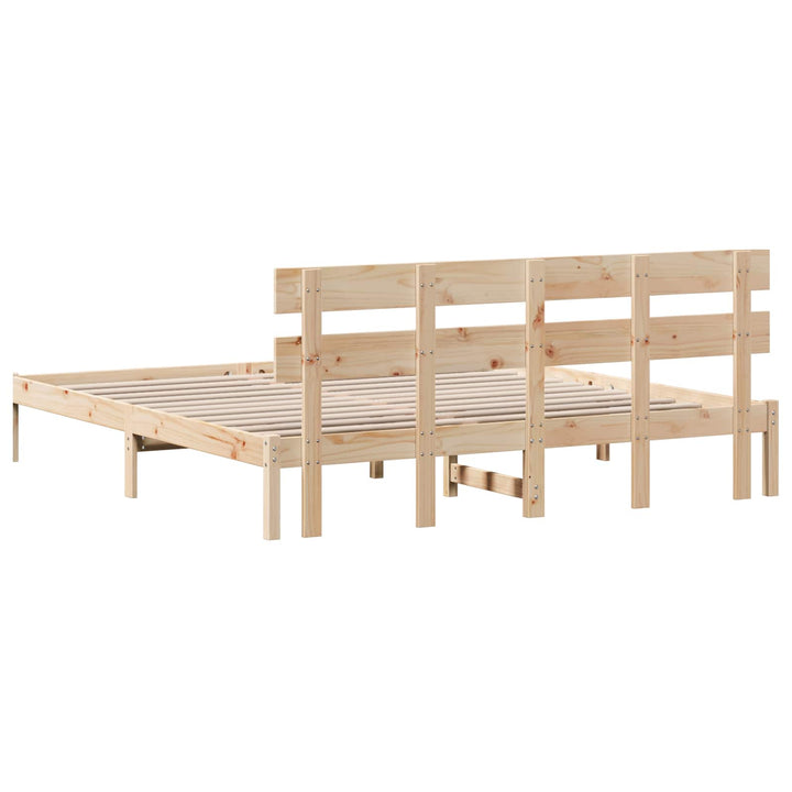 Sengestel med hovedgærde Brun 200 x 200 cm Massivt fyrretræ
