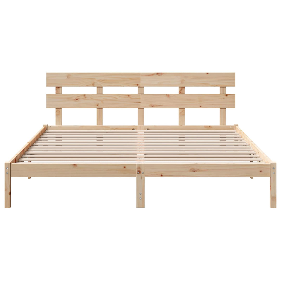 Sengestel med hovedgærde Brun 200 x 200 cm Massivt fyrretræ