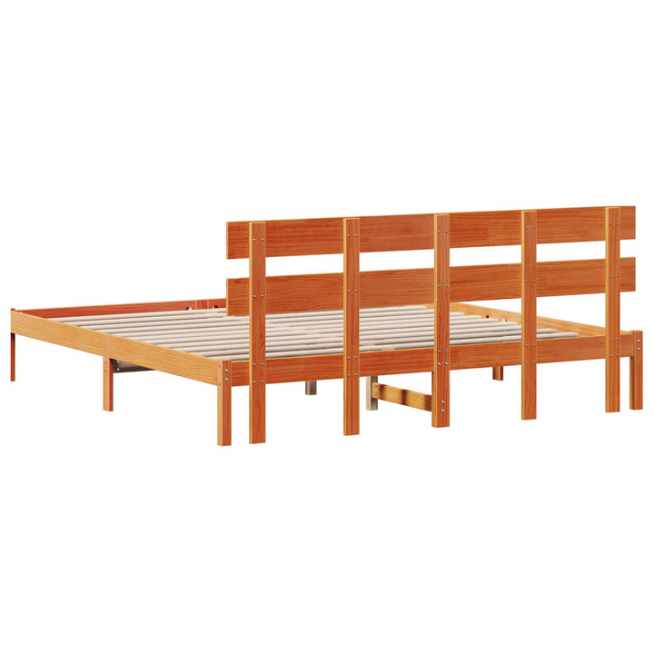 Sengestel med hovedgærde Brun 200 x 200 cm Massivt fyrretræ