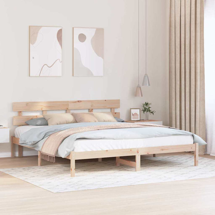 Sengestel med hovedgærde Brun 180 x 200 cm Massivt fyrretræ