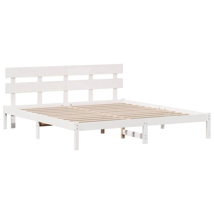 Sengestel med hovedgærde Hvid 180 x 200 cm Massivt fyrretræ