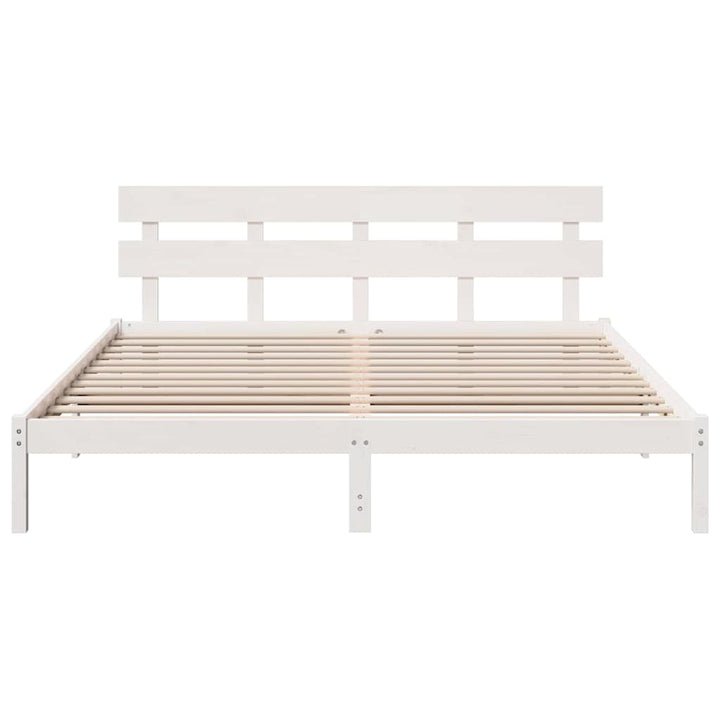 Sengestel med hovedgærde Hvid 180 x 200 cm Massivt fyrretræ