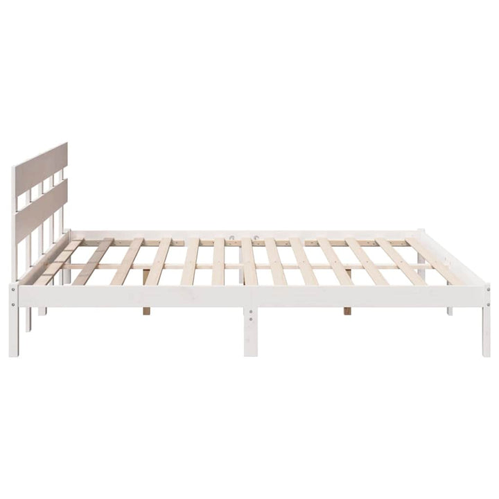 Sengestel med hovedgærde Hvid 180 x 200 cm Massivt fyrretræ