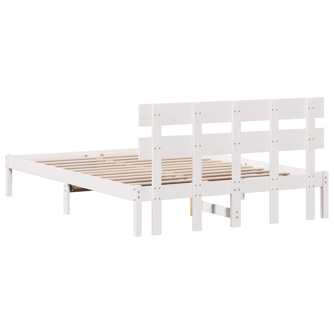 Sengestel med hovedgærde Hvid 160 x 200 cm Massivt fyrretræ