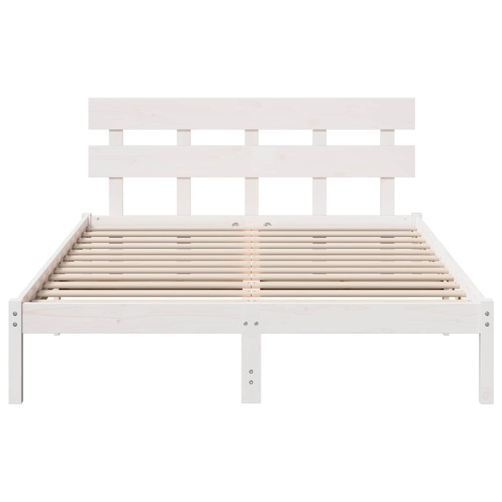 Sengestel med hovedgærde Hvid 160 x 200 cm Massivt fyrretræ
