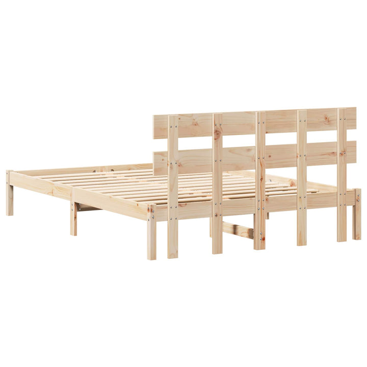 Sengestel med hovedgærde Brun 150 x 200 cm Massivt fyrretræ