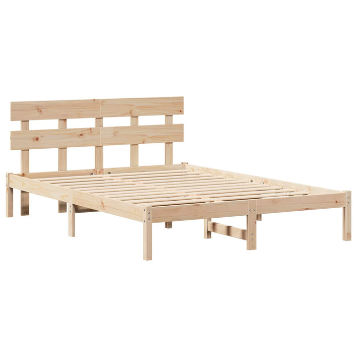 Sengestel med hovedgærde Brun 140 x 200 cm Massivt fyrretræ