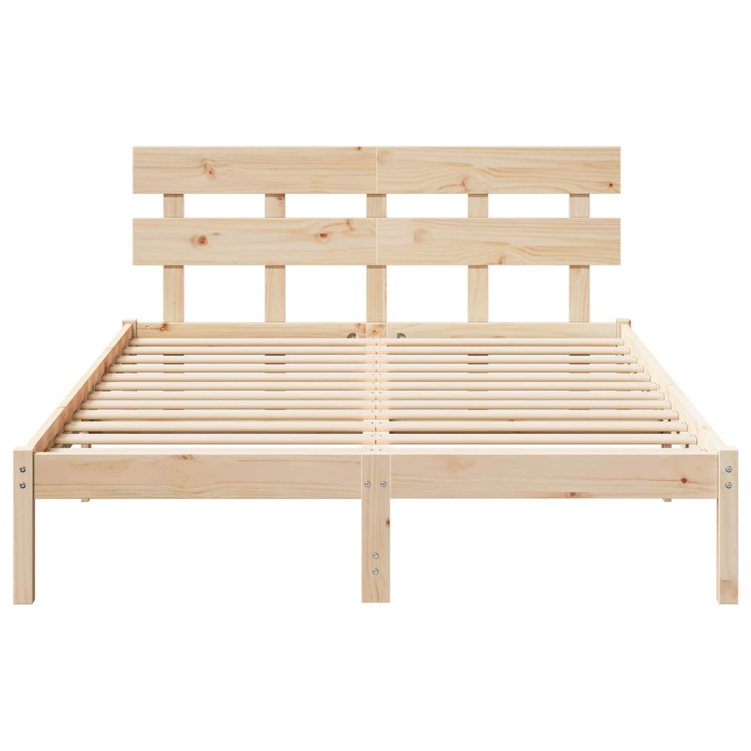 Sengestel med hovedgærde Brun 140 x 200 cm Massivt fyrretræ