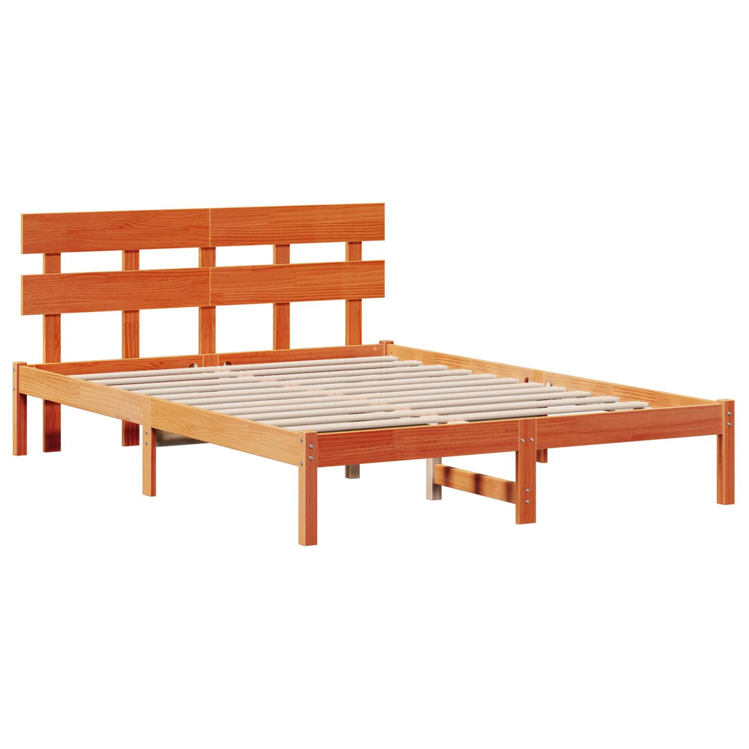 Sengestel med hovedgærde Brun 140 x 200 cm Massivt fyrretræ
