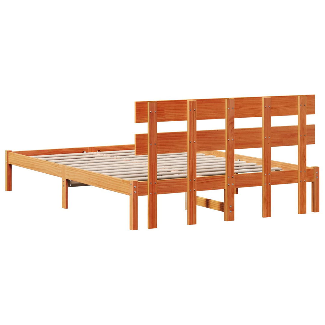 Sengestel med hovedgærde Brun 140 x 200 cm Massivt fyrretræ