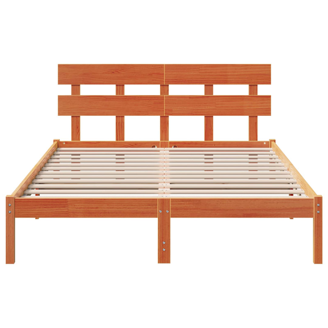 Sengestel med hovedgærde Brun 140 x 200 cm Massivt fyrretræ