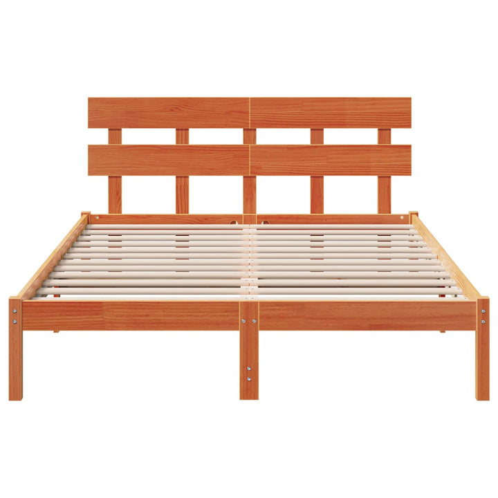 Sengestel med hovedgærde Brun 140 x 200 cm Massivt fyrretræ
