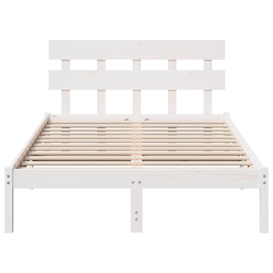 Sengestel med hovedgærde Hvid 120 x 200 cm Massivt fyrretræ