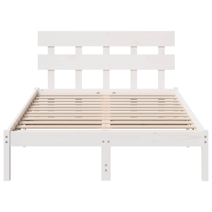 Sengestel med hovedgærde Hvid 120 x 200 cm Massivt fyrretræ