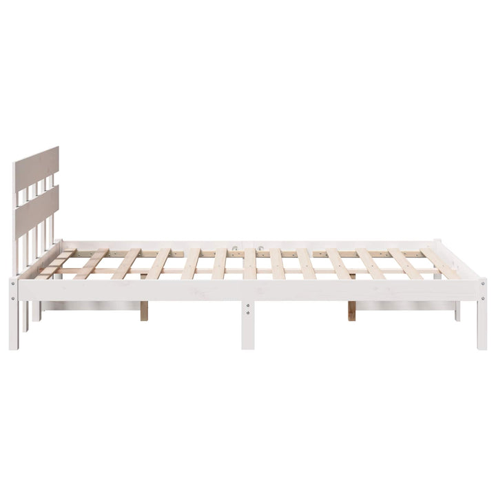 Sengestel med hovedgærde Hvid 120 x 200 cm Massivt fyrretræ