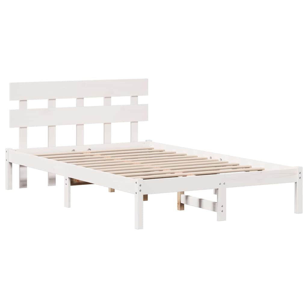 Sengestel med hovedgærde Hvid 120 x 190 cm Massivt fyrretræ
