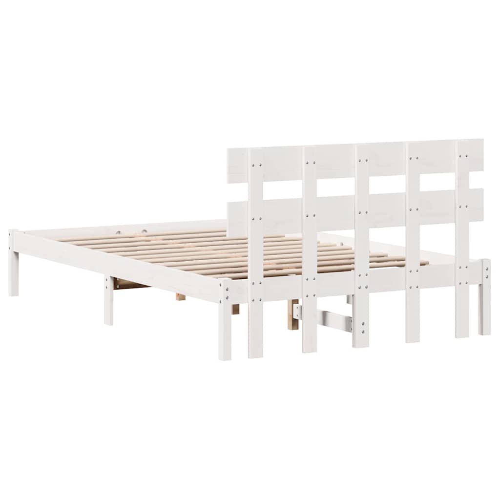 Sengestel med hovedgærde Hvid 120 x 190 cm Massivt fyrretræ