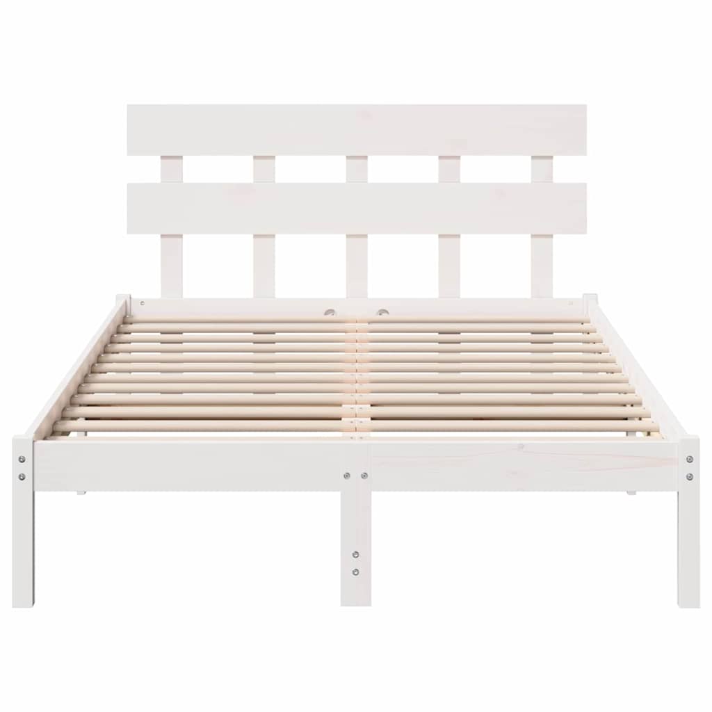 Sengestel med hovedgærde Hvid 120 x 190 cm Massivt fyrretræ
