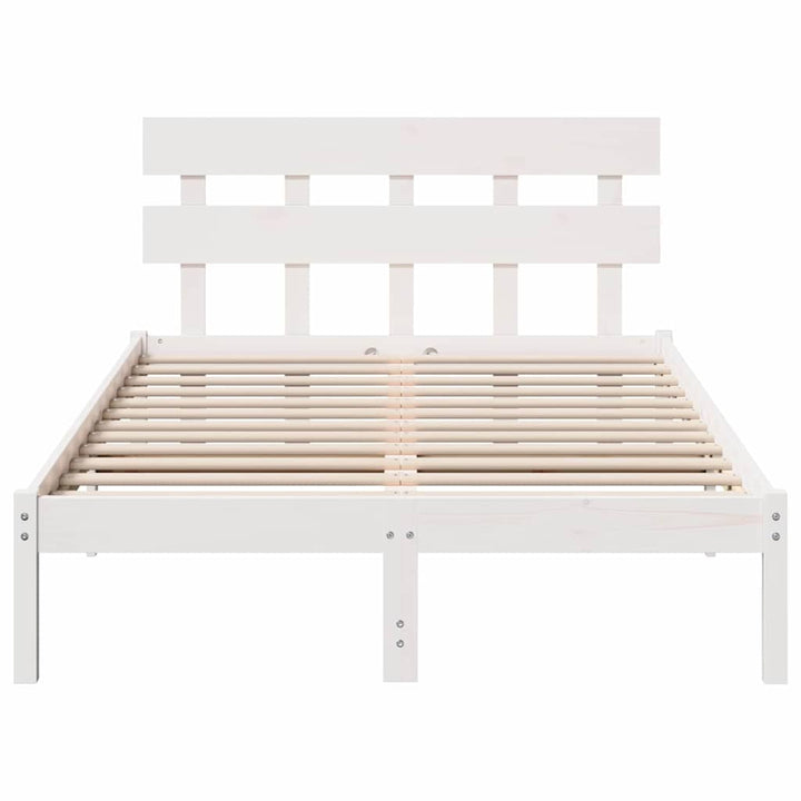 Sengestel med hovedgærde Hvid 120 x 190 cm Massivt fyrretræ
