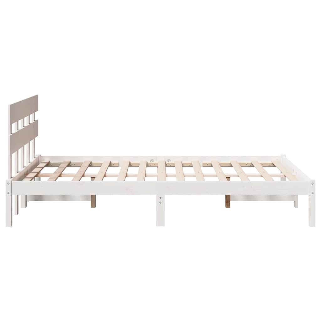Sengestel med hovedgærde Hvid 120 x 190 cm Massivt fyrretræ