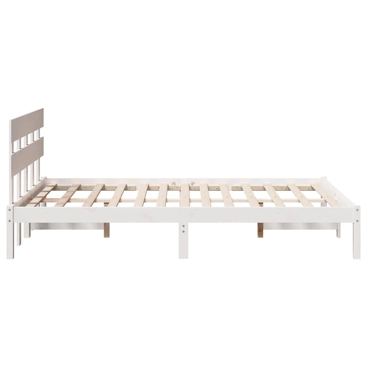 Sengestel med hovedgærde Hvid 120 x 190 cm Massivt fyrretræ