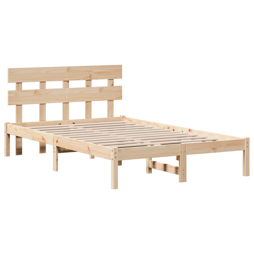 Sengestel med hovedgærde Brun 140 x 190 cm Massivt fyrretræ