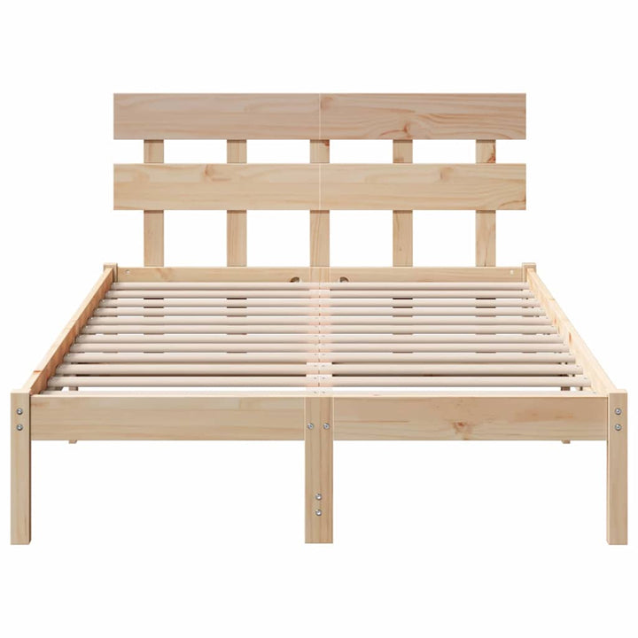 Sengestel med hovedgærde Brun 140 x 190 cm Massivt fyrretræ