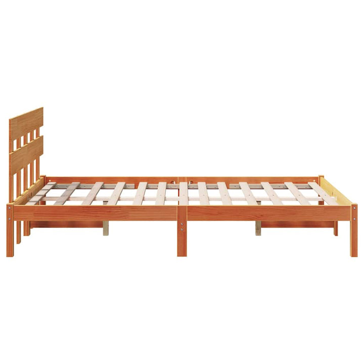 Sengestel med hovedgærde Brun 140 x 190 cm Massivt fyrretræ