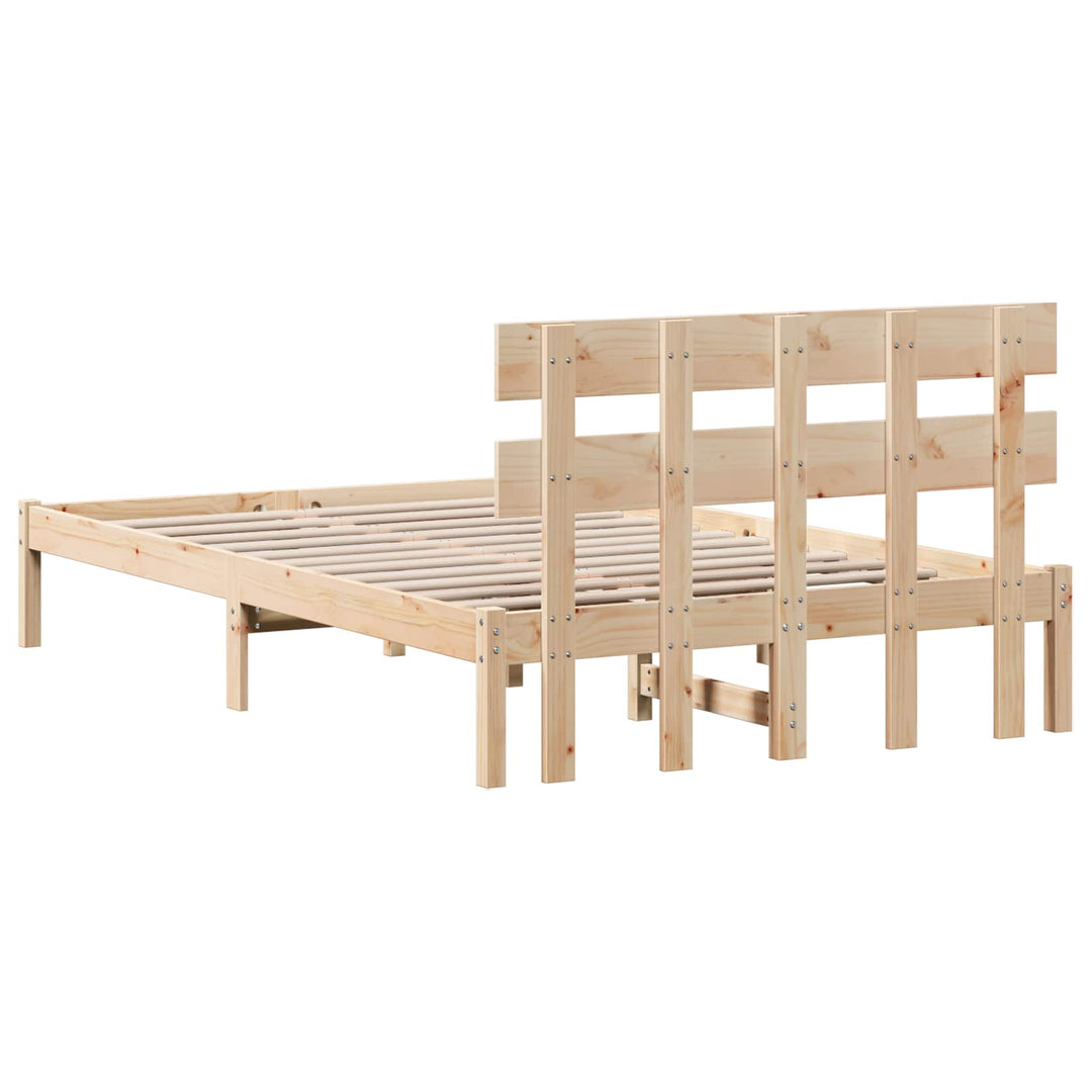 Sengestel med hovedgærde Brun 135 x 190 cm Massivt fyrretræ