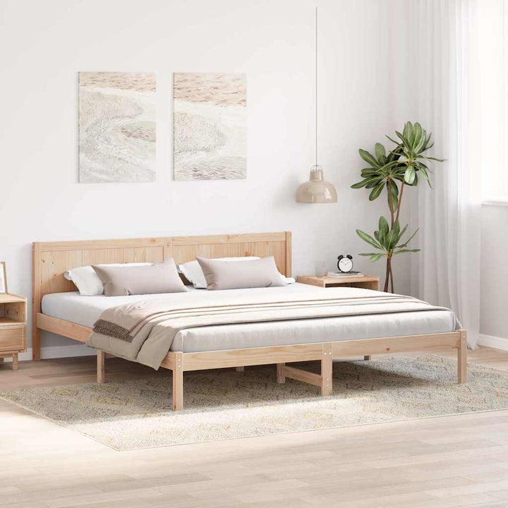 Sengestel Brun 200 x 200 cm Massivt fyrretræ