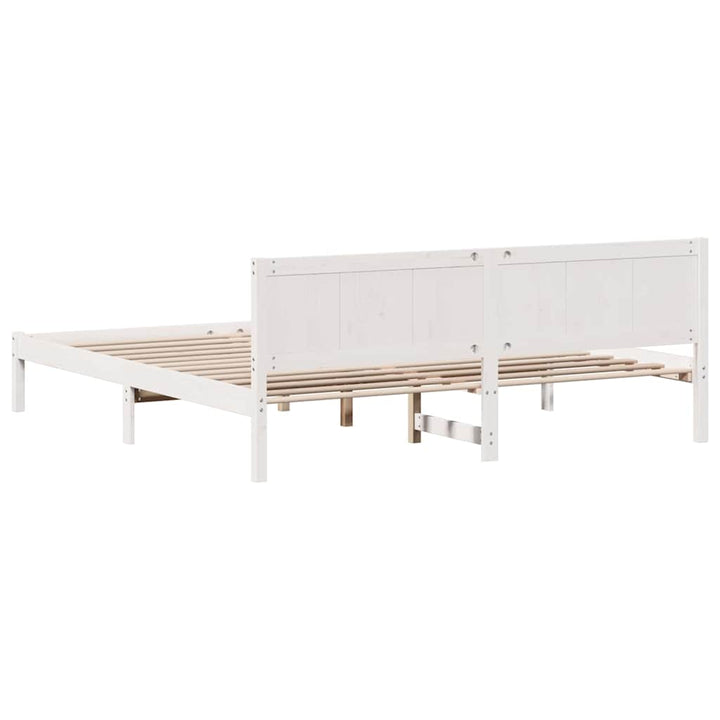 Sengestel Hvid 200 x 200 cm Massivt fyrretræ