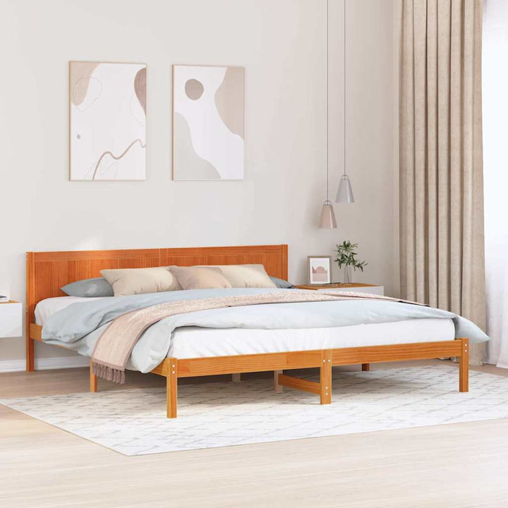 Sengestel Brun 200 x 200 cm Massivt fyrretræ