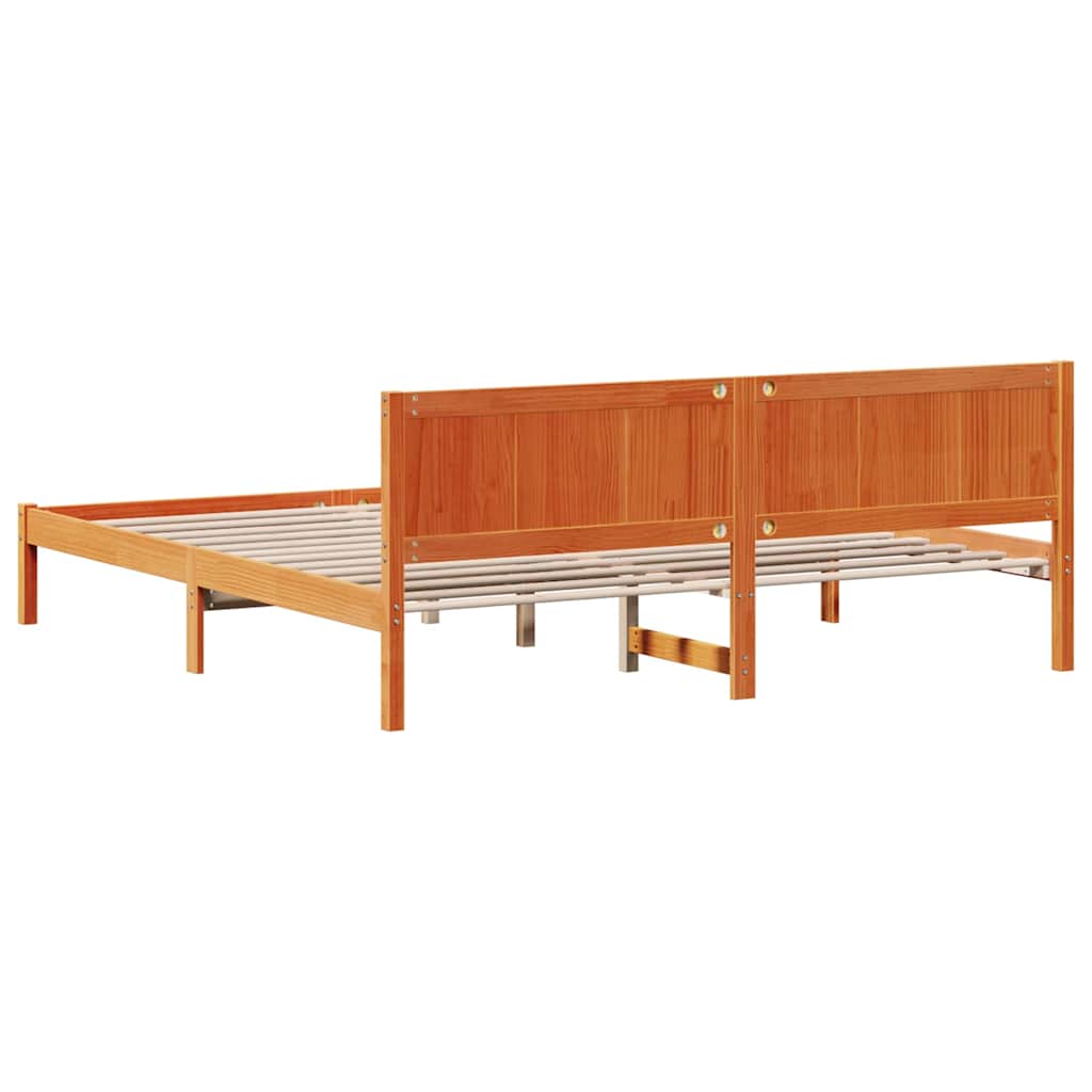 Sengestel Brun 200 x 200 cm Massivt fyrretræ
