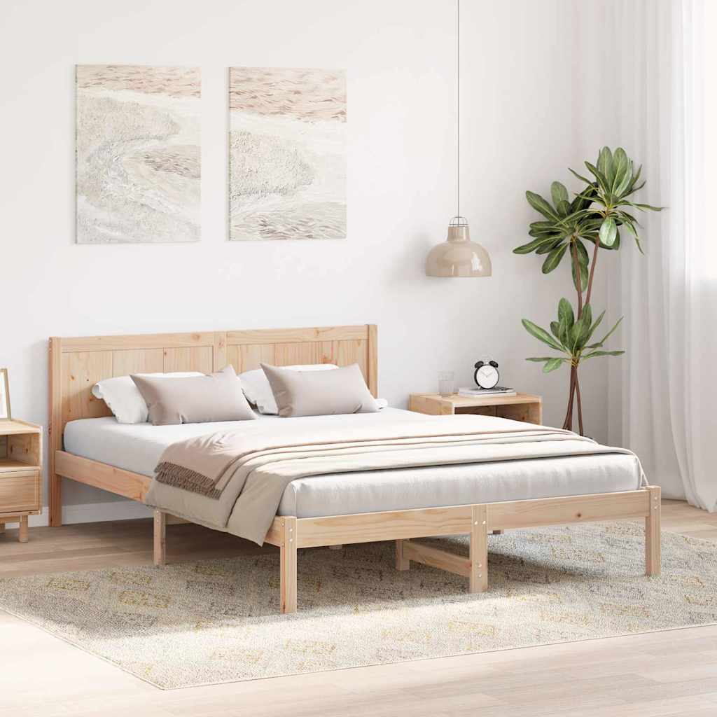 Sengestel Brun 150 x 200 cm Massivt fyrretræ