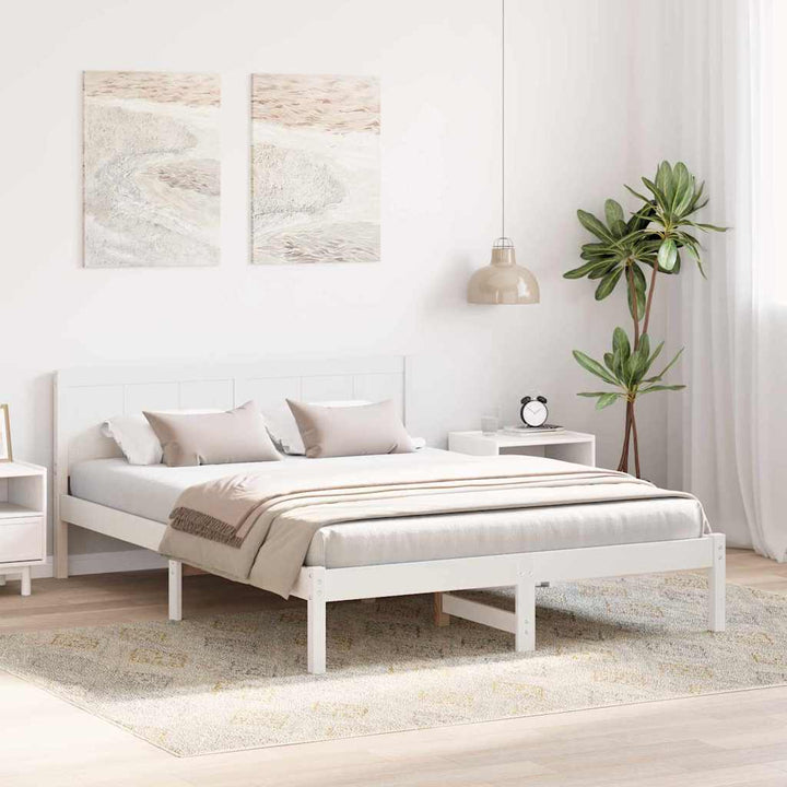 Sengestel Hvid 150 x 200 cm Massivt fyrretræ