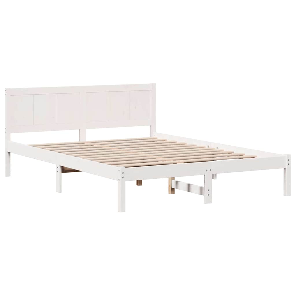 Sengestel Hvid 150 x 200 cm Massivt fyrretræ