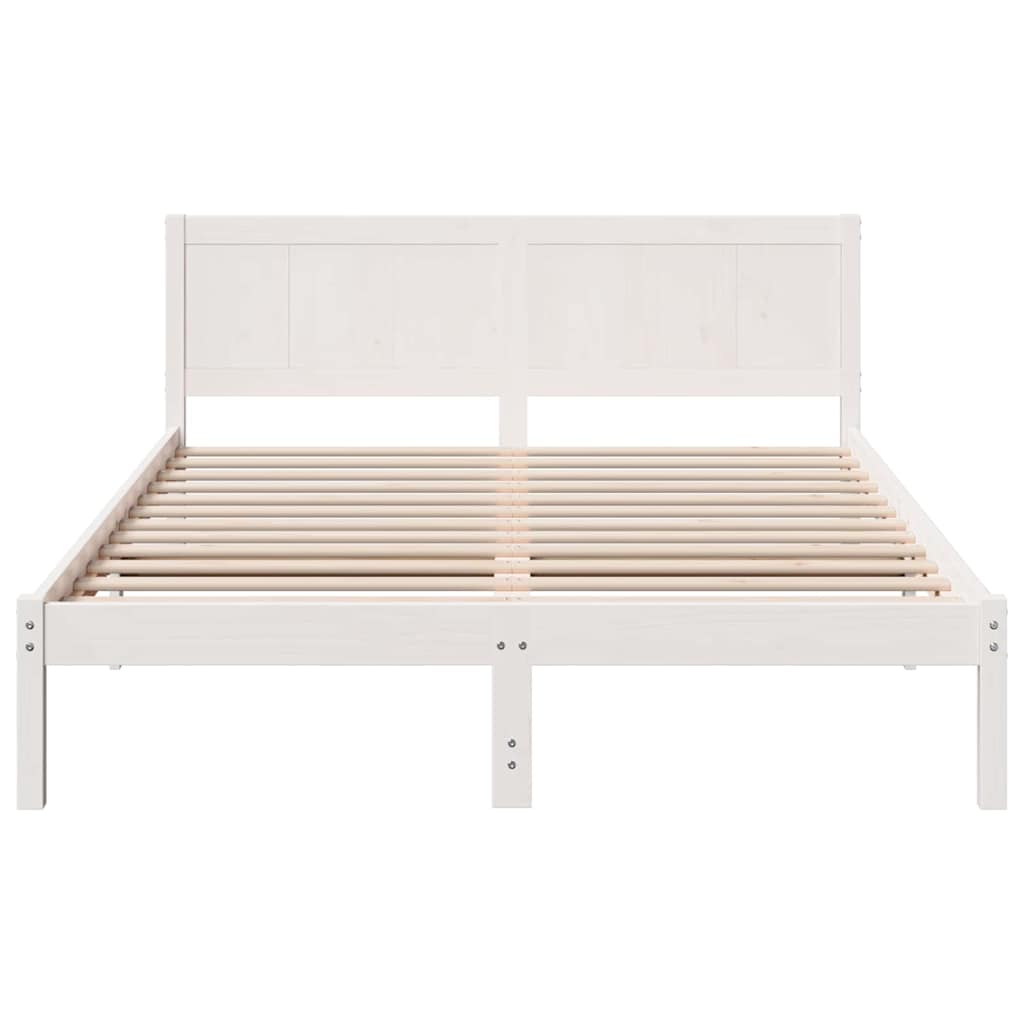 Sengestel Hvid 150 x 200 cm Massivt fyrretræ
